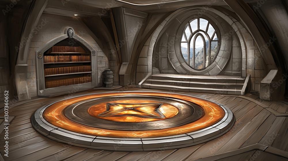 Circular Room in Stone Tower with Glowing Emblem Circular Room in Stone Tower with Glowing Emblem