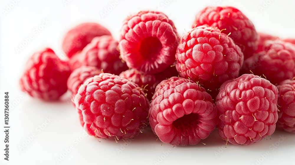Close up of a Pile of Frozen Red Raspberries on White Background Close up of a Pile of Frozen Red Raspberries on White Background