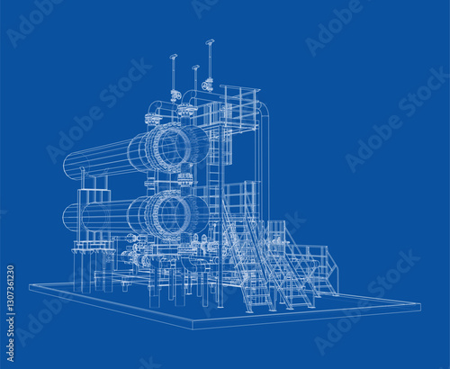 Petroleum heater exchanger. Vector rendering of 3d