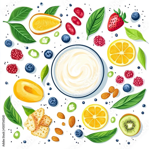 Flat Lay of Healthy Snacks and Drinks, Healthy Eating