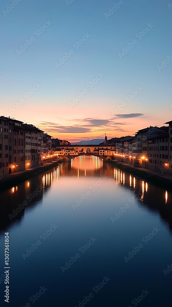 Fototapeta premium Florence Bridge Sunset Reflection