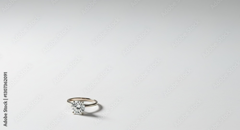 Elegant Diamond Ring on a White Backdrop Elegant Diamond Ring on a White Backdrop