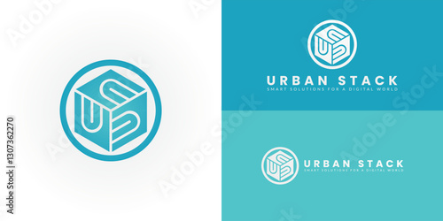The compelling logo uniquely represents the initials US within a modern geometric emblem ideally suited for businesses in the Technology and Software sectors.