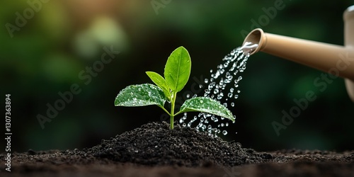 a small plant being watered...