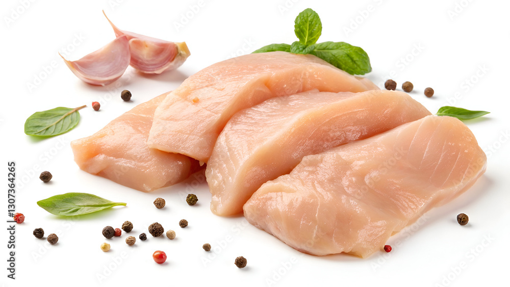 Isolated raw chicken fillet pieces showcasing the fresh and unprocessed texture for meal prep purposes. Isolated raw chicken fillet pieces showcasing the fresh and unprocessed texture for meal prep purposes.