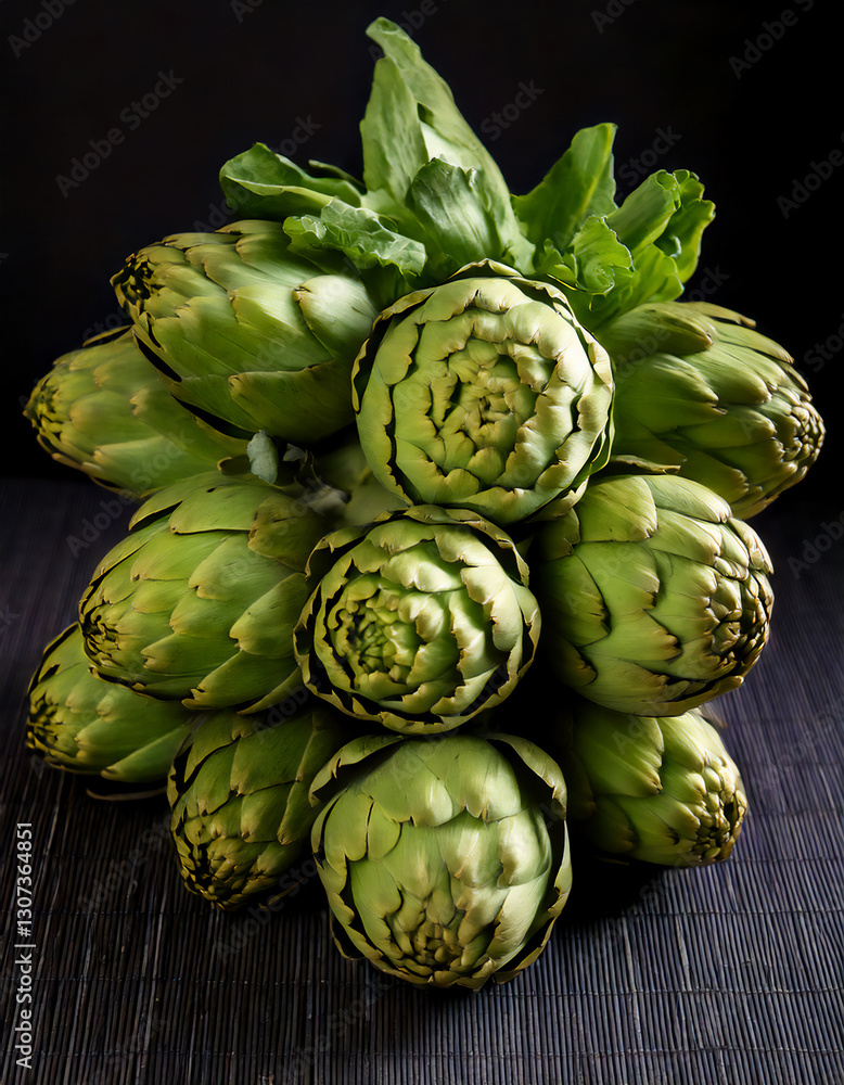 Fototapeta premium artichokes at the market, a nice bunch of artichokes, beautiful and good to cook with many recipes