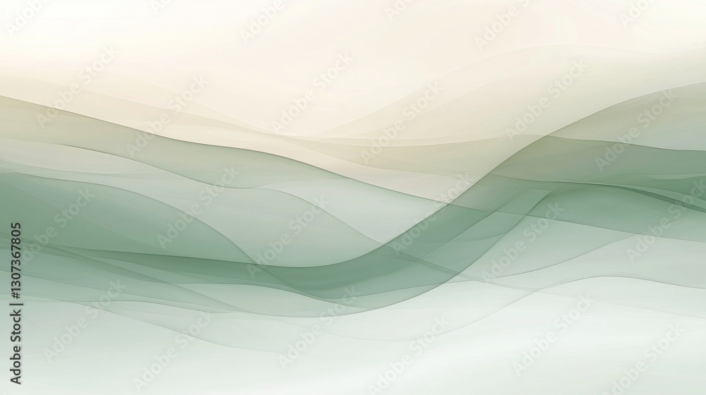 Obraz premium Abstract green and beige wavy forms are smoothly overlapping each other