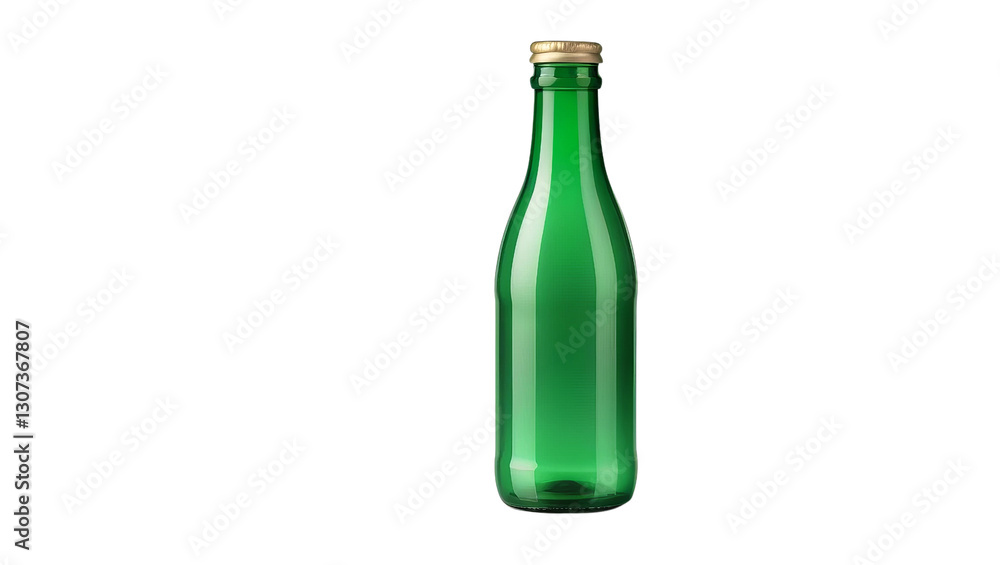 Green Glass Bottle with Metal Cap Isolated on White Background Green Glass Bottle with Metal Cap Isolated on White Background