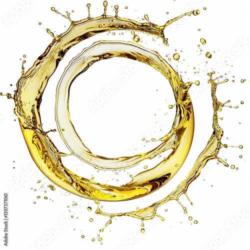 Circular Oil Splash with Swirling Waves and Dynamic Movement Captured in Photography