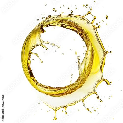 Circular Oil Splash in Motion Captured with Photography for Artistic Visuals and Design Projects