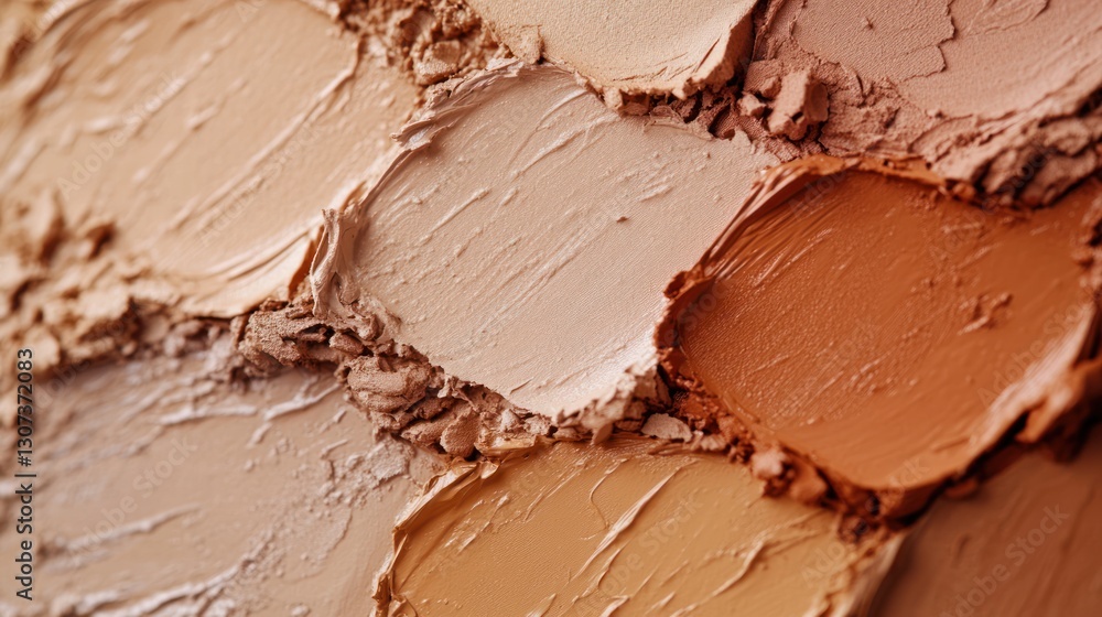 Close-up of various foundation shades swatched. Close-up of various foundation shades swatched.