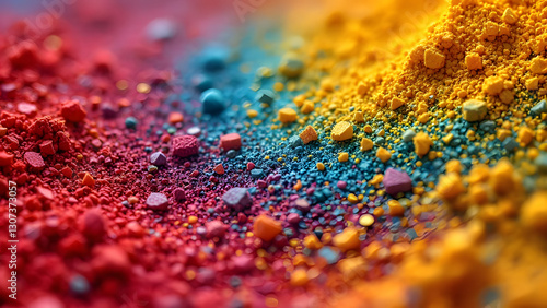 Tekstura nazhdachnaya, Colorful powder assortment spread out on a surface