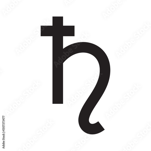 Saturn alchemy planet icon. Vector image

