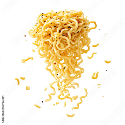 A serving of instant noodles on transparent background 