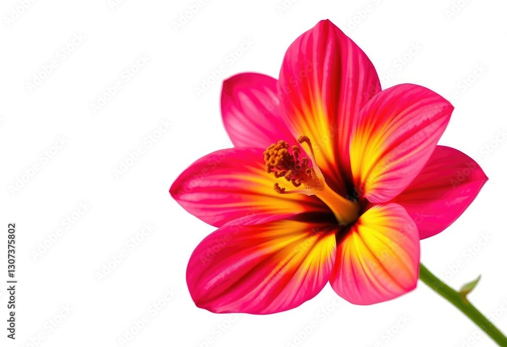 Fototapeta premium A single vibrant bloom, petals unfurled, isolated on pure white, flower, colorful