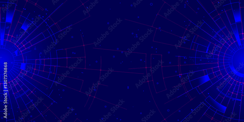 Abstract technological background with glowing circular grids, ideal for deep technology, automation and big data concepts. Abstract technological background with glowing circular grids, ideal for deep technology, automation and big data concepts.