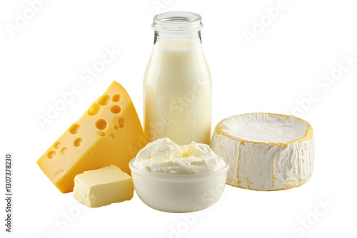 A set of dairy products on transparent background 