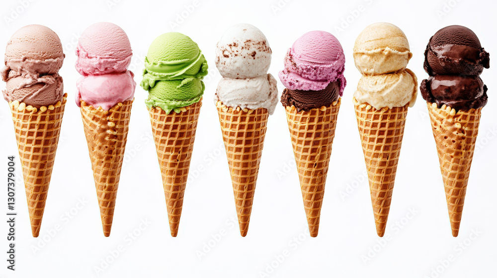 A row of ice cream cones A row of ice cream cones