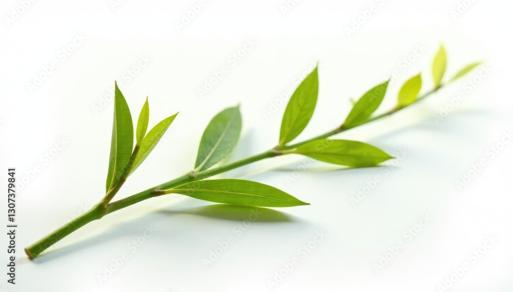 Obraz premium A few strands of curly willow on a pristine white background, still life, nature