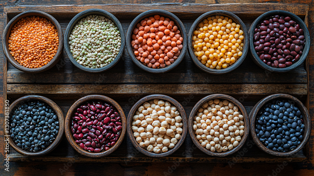 custom made wallpaper toronto digitalAssorted Legumes in Wooden Bowls on Rustic Tray Featuring Lentils Beans and Chickpeas