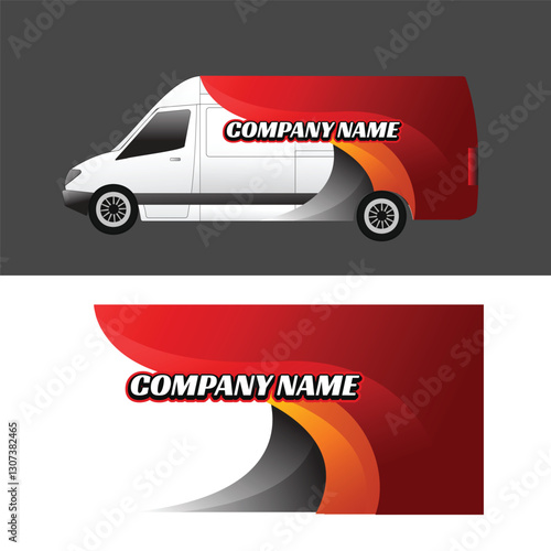 vector car sticker design wrapping body of cargo van delivery