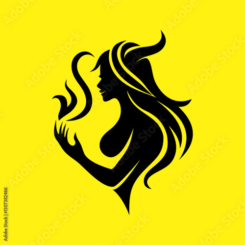 Demon Sorceress Silhouette – Mysterious Fantasy Witch with Magic Flames