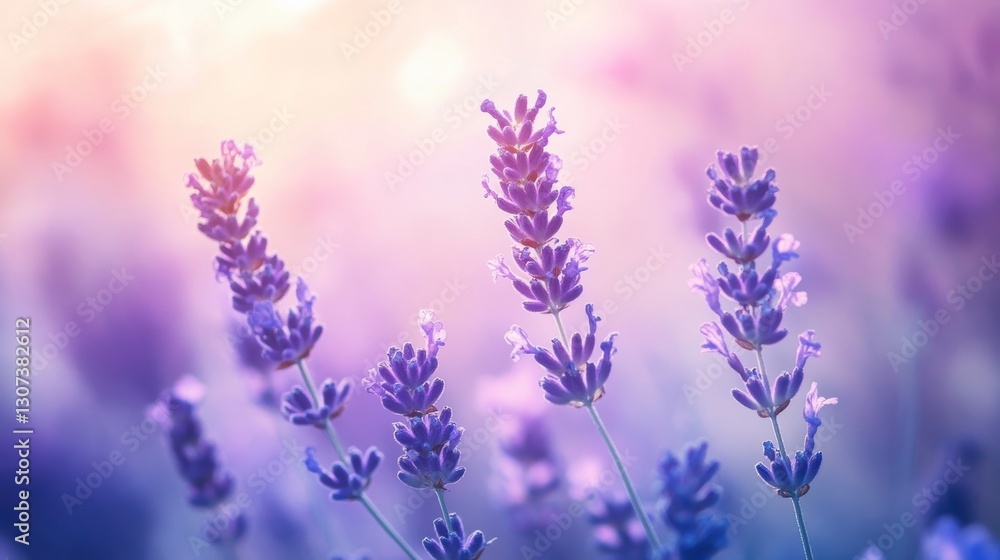 Lavender field in soft focus sunset light Lavender field in soft focus sunset light