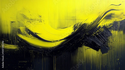 An abstract expression of yellow paint over dark surface design