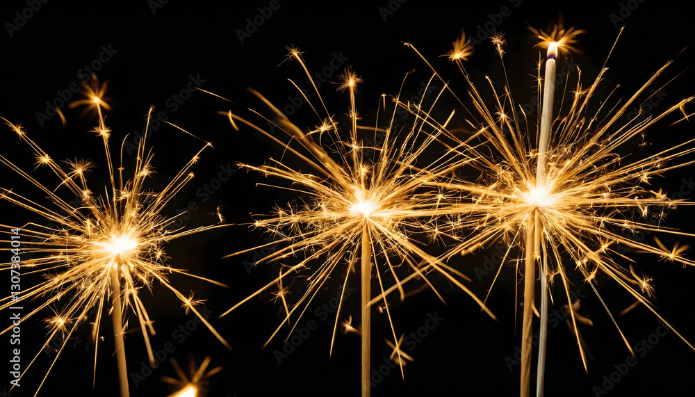 Golden Birthday Sparkler Against a Dark Background Golden Birthday Sparkler Against a Dark Background