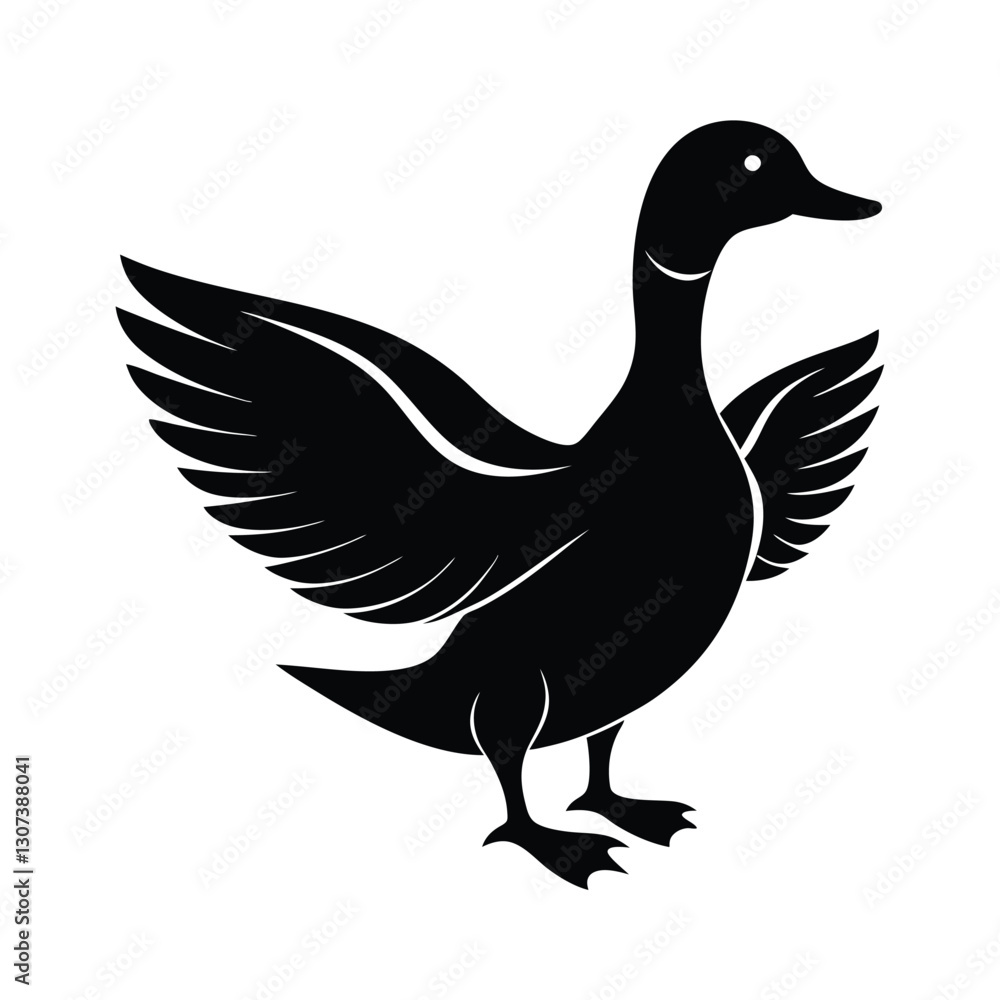 Fototapeta premium Duck silhouette vector illustration.