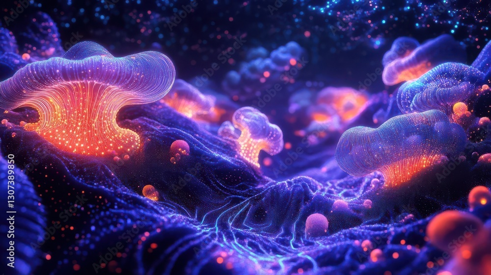 Dive into a holographic dreamland with neon particles, immersive visuals, and futuristic lighting effects