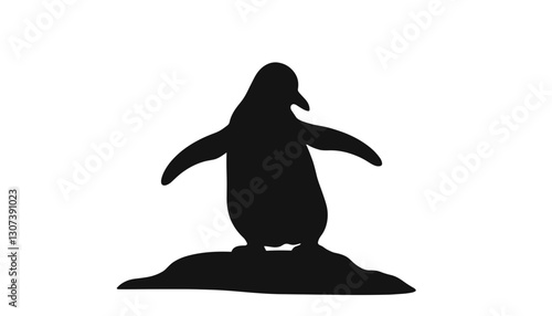 Silhouette of a penguin standing on ice