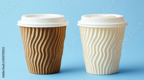 Wallpaper Mural A studio photograph of two pastel-colored disposable coffee cups against a beverage backdrop Torontodigital.ca