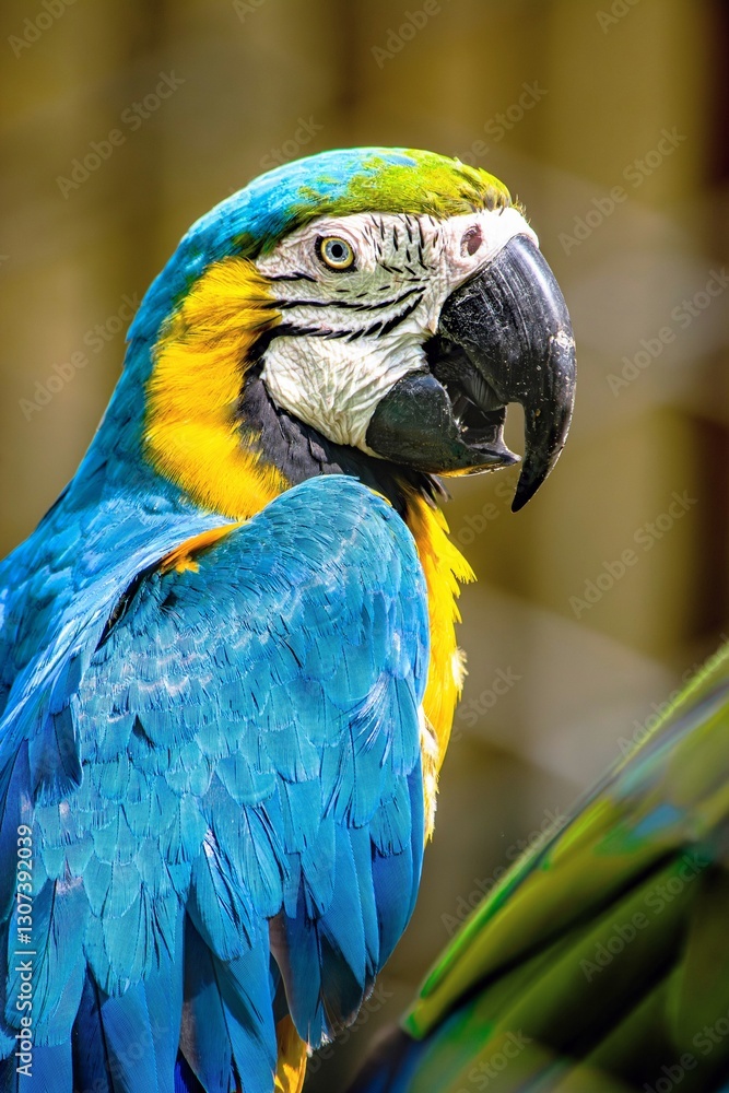 Naklejka premium guacamayo azul de pecho amarillo