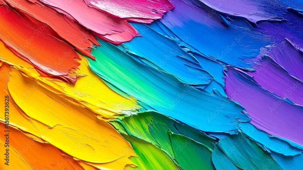 Obraz premium Wall decor comes alive with colorful, textured abstract art created using vibrant rainbow oil paint strokes