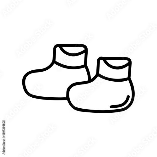 Baby booties icon in black outline style