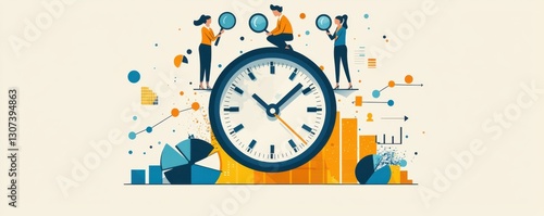 Wallpaper Mural Business professionals analyzing data with a central focus on time and charts Torontodigital.ca