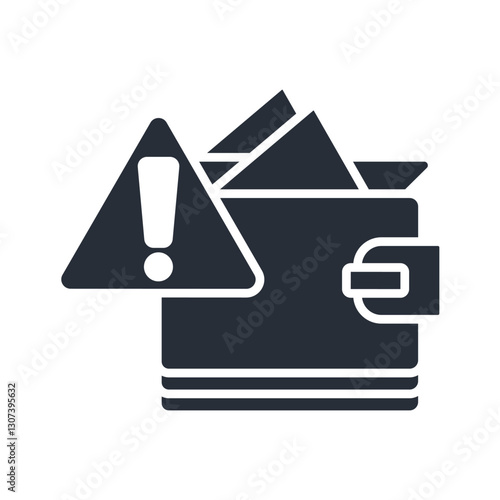 warning and  wallet icon. vector.Editable stroke.linear style sign for use web design,logo.Symbol illustration.