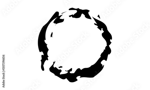 enso symbol isolated on white. Brushed round smear element.