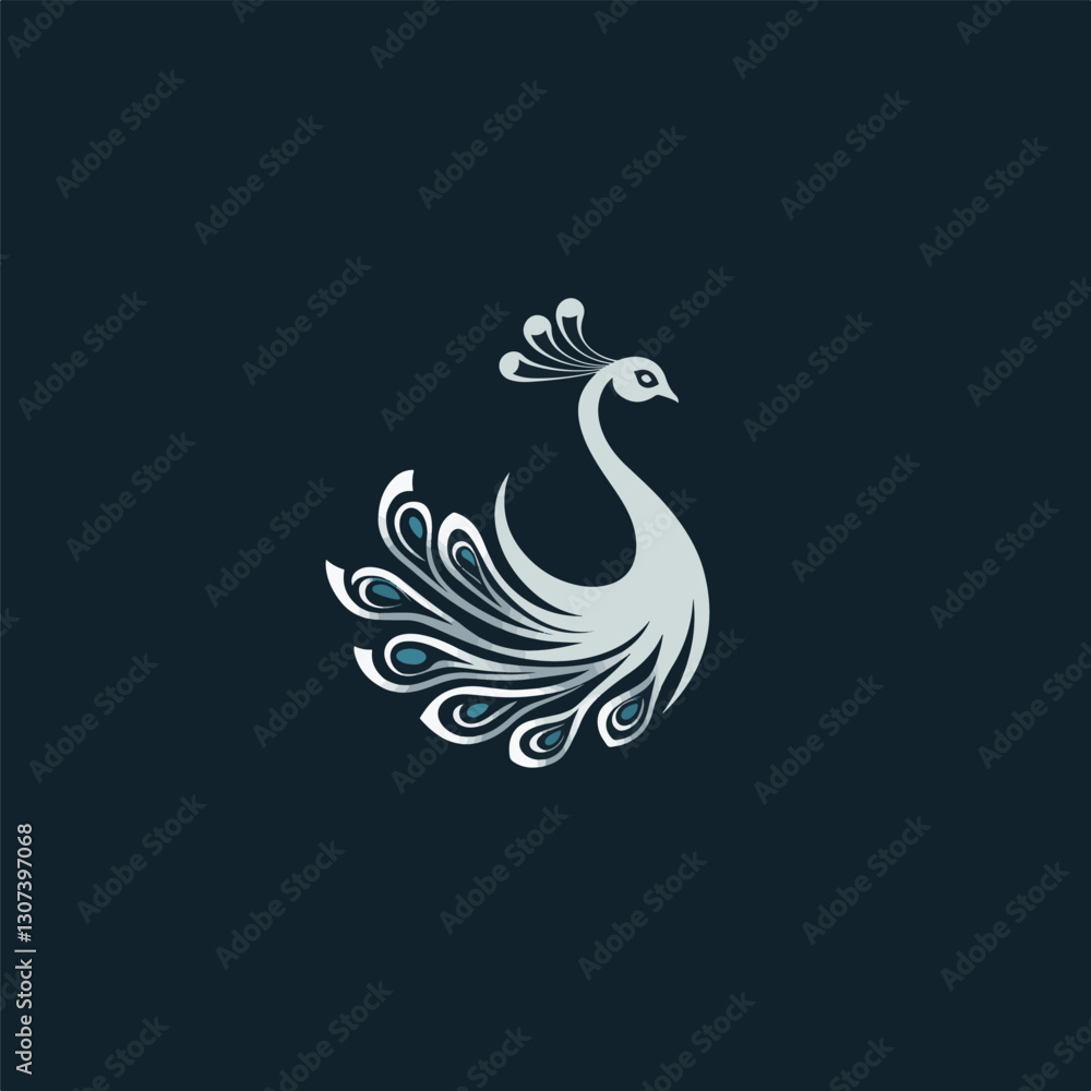 Obraz premium peacock logo design with a towering tail and a leaf shape
