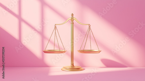 Gold scale with a pink background