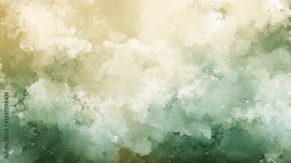 Fototapeta premium Abstract watercolor painting showcasing various shades of greens and yellows