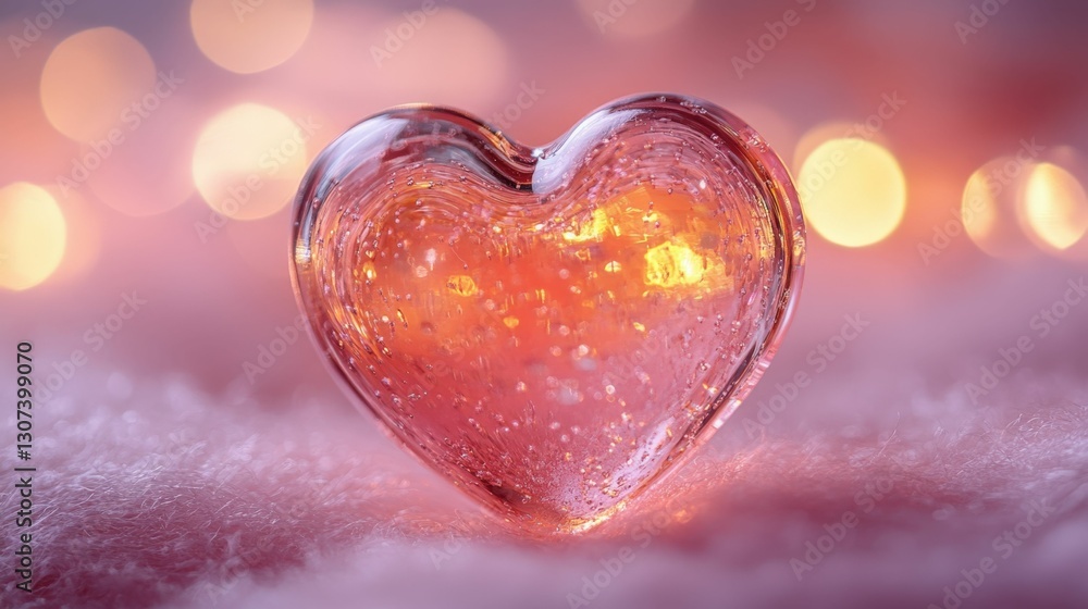 Fototapeta premium Enchanting glass heart ornament with magical glow for romantic decor