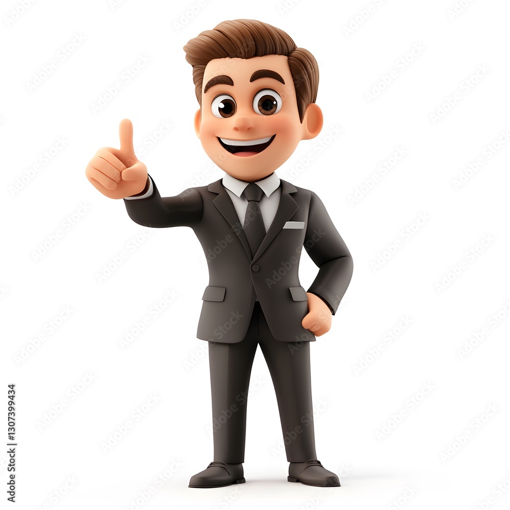 Friendly Businessman Cartoon Character with Thumbs Up Gesture in Suit Friendly Businessman Cartoon Character with Thumbs Up Gesture in Suit
