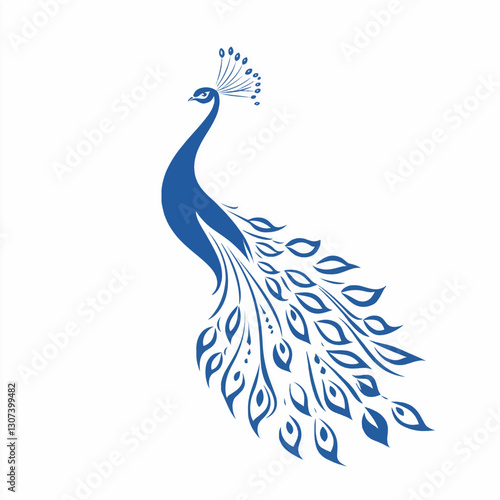 peacock logo design with a towering tail and a leaf shape
