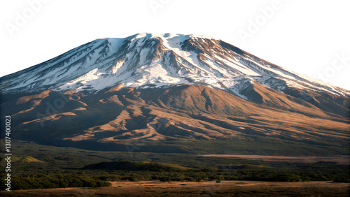 Mount Kilimanjaro majestic peak with snow-covered summit on transparent background