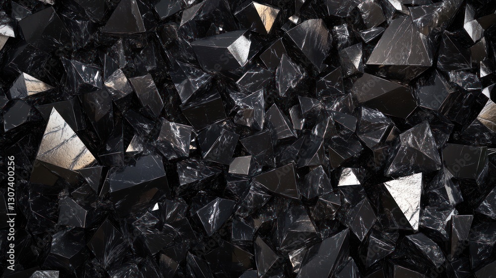 Abstract dark background with shattered black and silver geometric shapes. Abstract dark background with shattered black and silver geometric shapes.