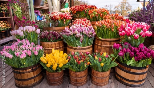 Wallpaper Mural colorful tulips in the garden Torontodigital.ca