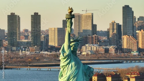 The Statue of Liberty at sunset