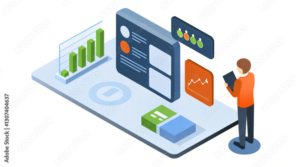 Digital marketer analyzing content performance with graphs and data Digital marketer analyzing content performance with graphs and data